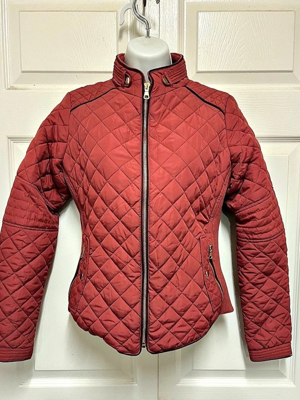 Love Tree Quilted Puffer Jacket in Mauve Small